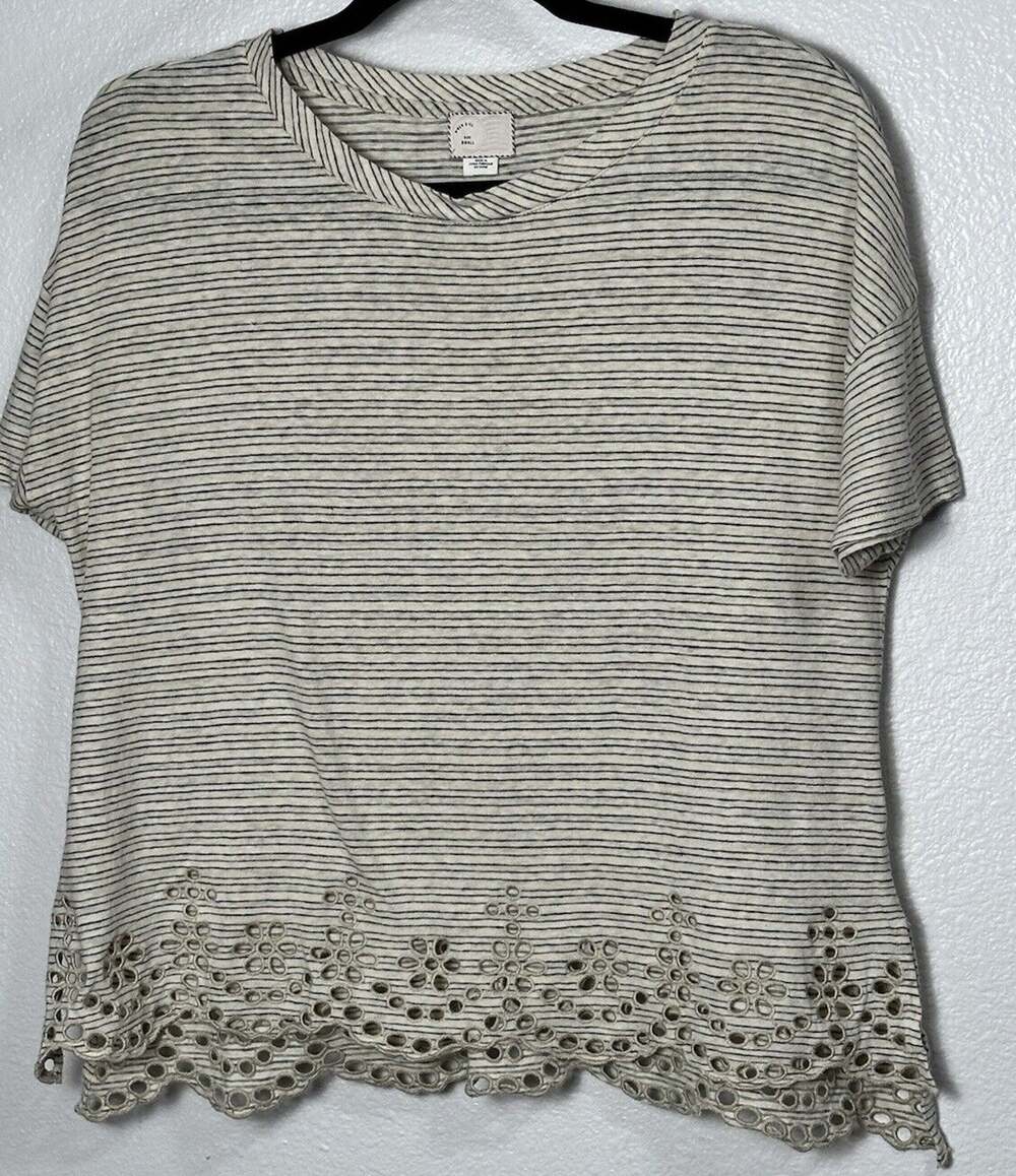 Anthropologie 9-N15 S’CL Women’s Cream Linen Blend Embroidered Eyelet Sz Small